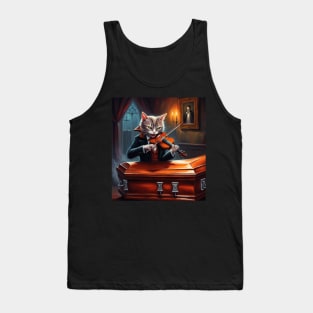 horrifying vampire cat playing violin Tank Top